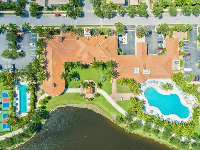 Aerial view of a pool area