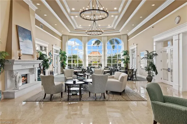 Lobby with a high ceiling