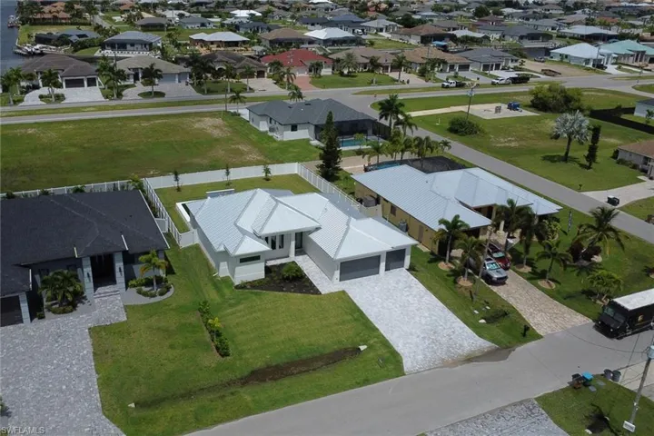 Aerial perspective of suburban area