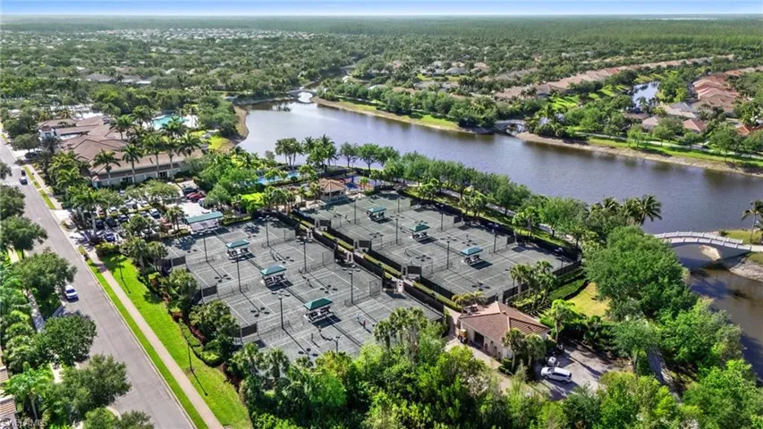 Aerial overview of 8 tennis courts