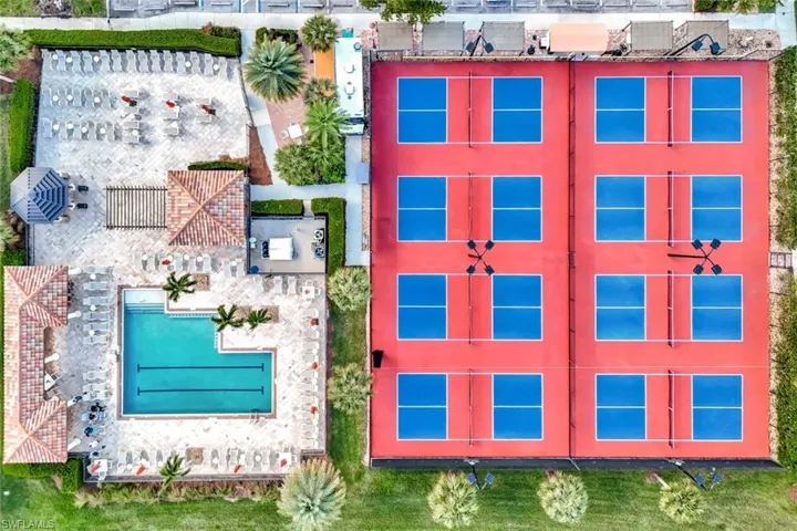 Bird's eye view of a pool area