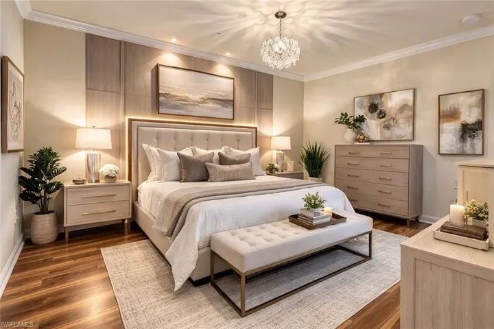 Digitally staged master bedroom