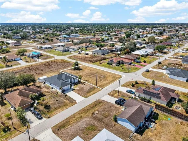 Aerial perspective of suburban area