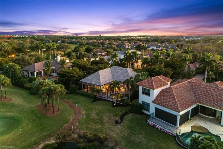 Aerial view at dusk