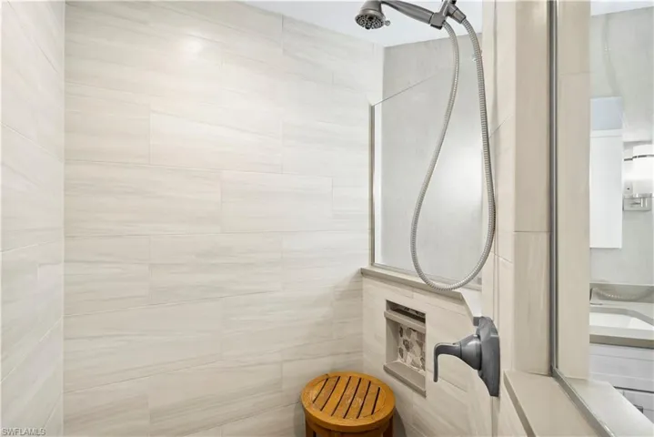 Walk in shower.