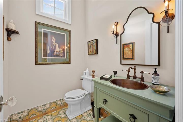 Powder room off foyer