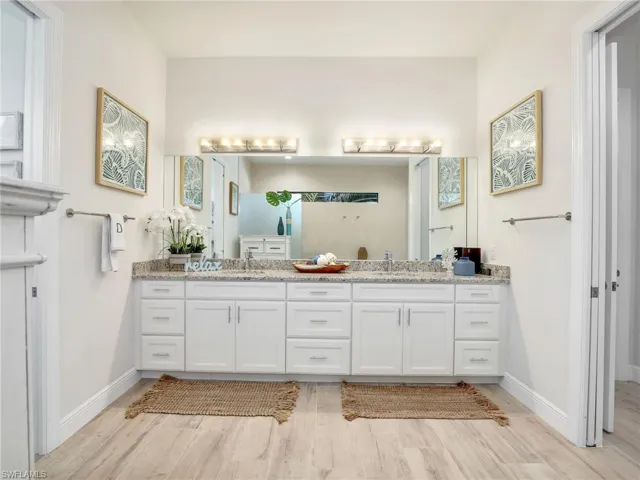 Bathroom featuring vanity and hardwood / wood-style floors