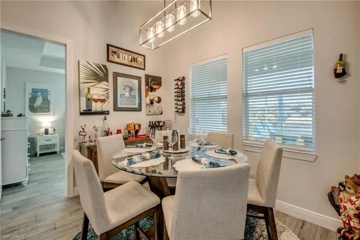 Dining space with light wood finished floors