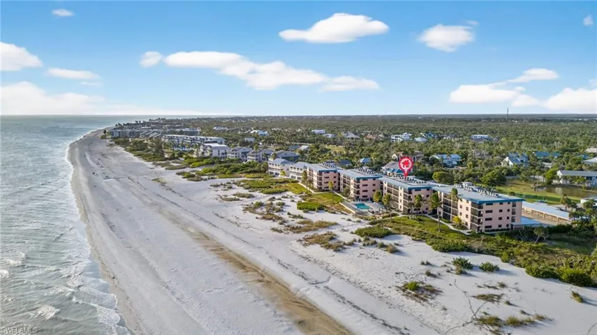 Drone / aerial view of unending shoreline