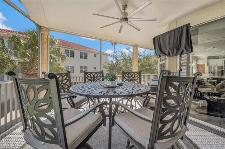 View of terrace with ceiling fan