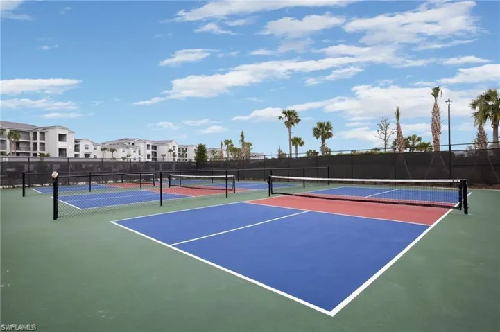 National features tennis and pickleball courts.