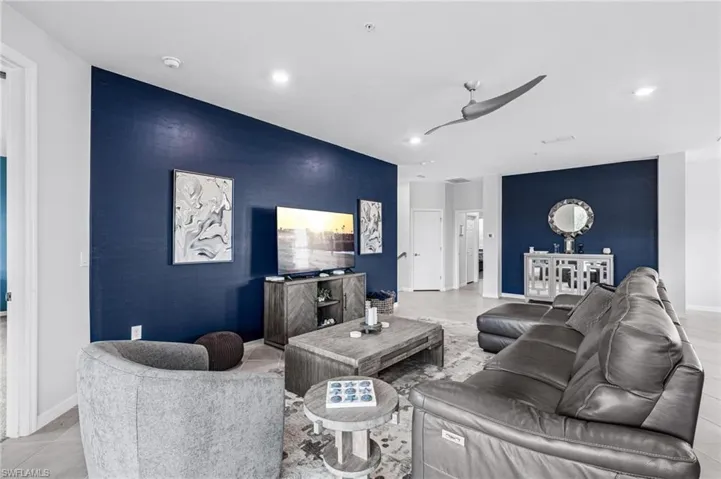 Living area with an accent wall