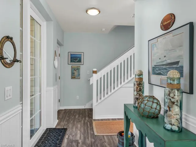 Foyer with dark hardwood / wood-style floors