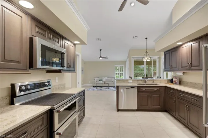 Stainless steel KitchenAid appliances.