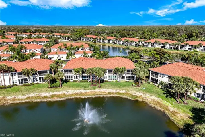 Aerial view of rear of building.