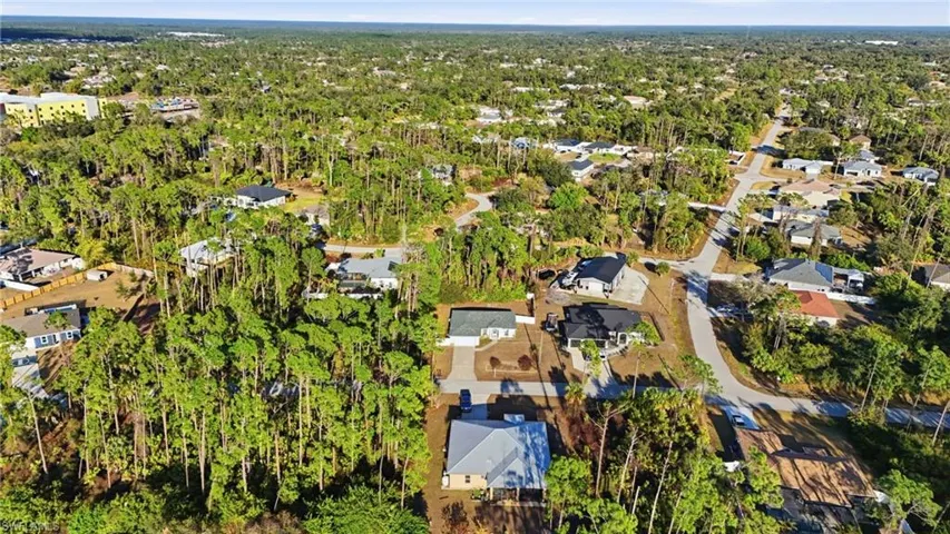 Aerial perspective of suburban area