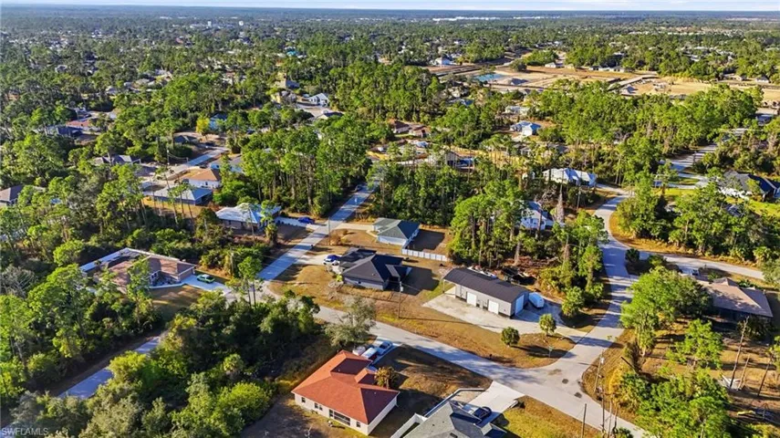 Aerial view of residential area