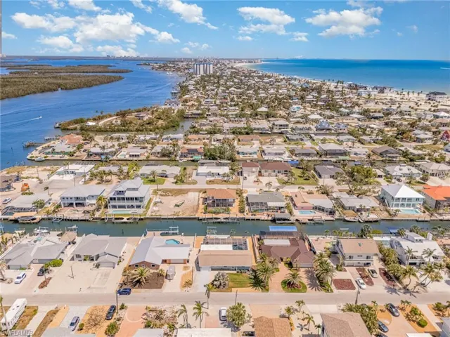 Aerial view of residential area featuring views of Back Bay & Gulf of Mexico