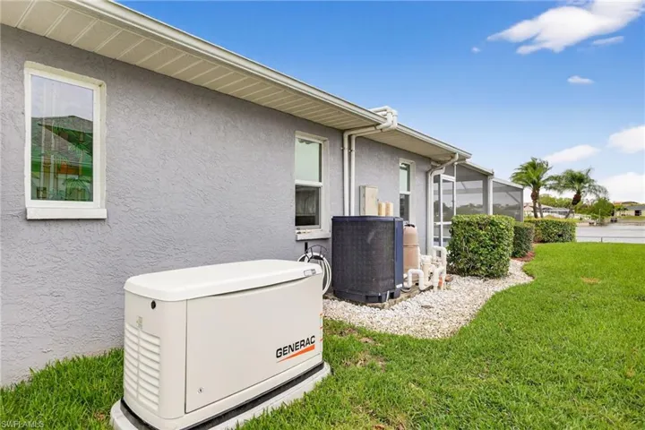 Exterior view of a power unit and stucco siding