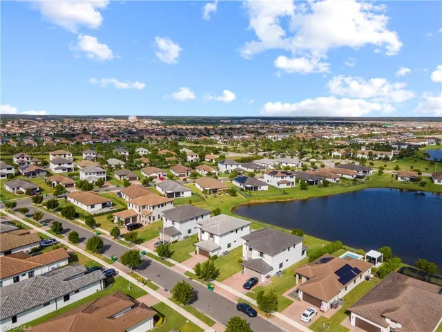Aerial view of neighborhood.