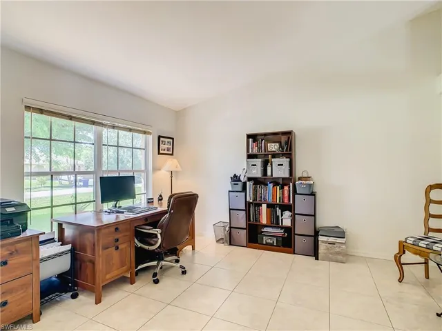 Home office featuring light tile patterned floors