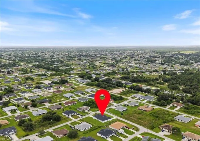 Aerial perspective of suburban area