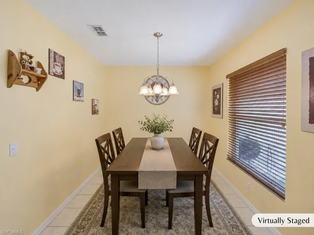Virtually staged dining room.