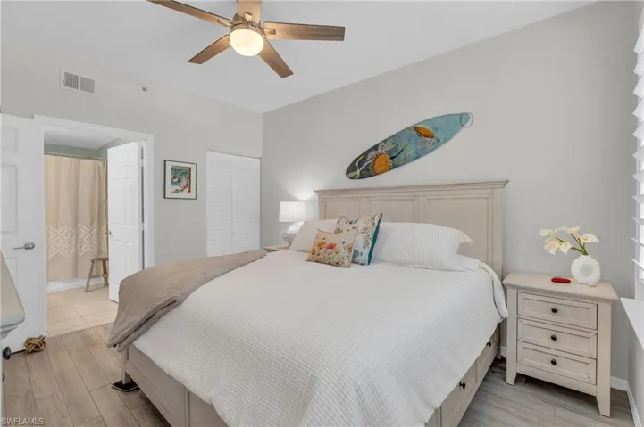 Bedroom featuring ceiling fan