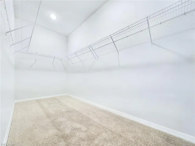 Walk in closet featuring carpet flooring