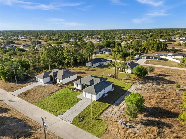Aerial perspective of suburban area