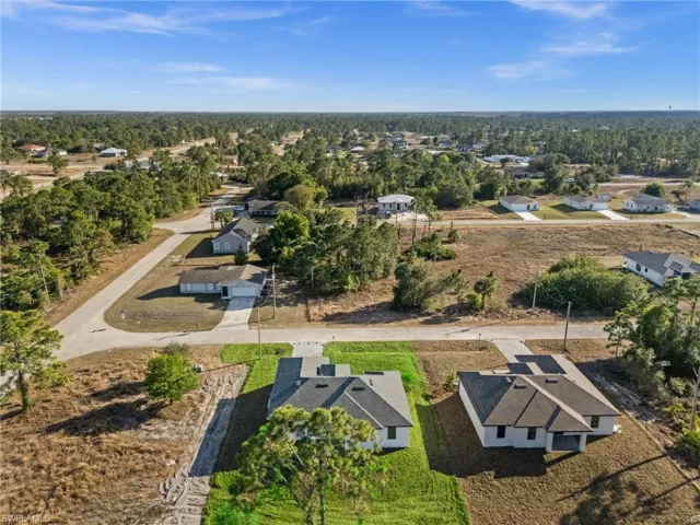Aerial perspective of suburban area