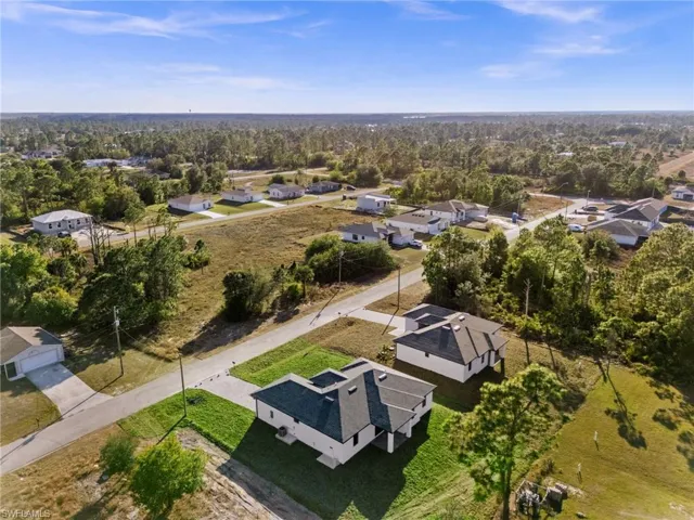 Aerial perspective of suburban area