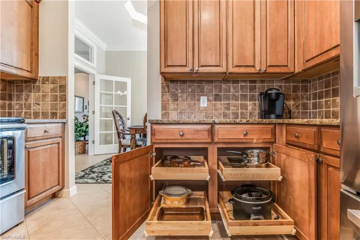 sliding pull-outs throughout the kitchen