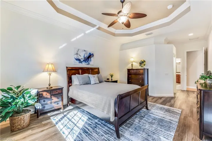 Gorgeous tray ceiling in the main bedroom.