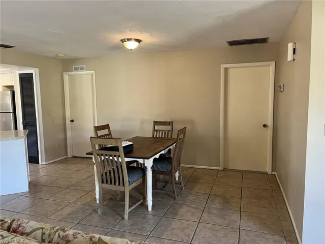 View of tiled dining room