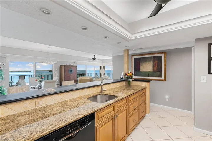Even the kitchen has a fabulous wide view of Caxambas Pass