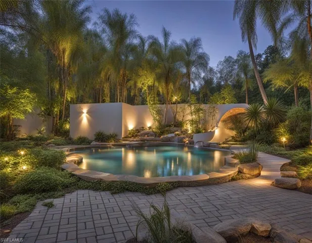 Digital Rendering View of swimming pool featuring a patio area