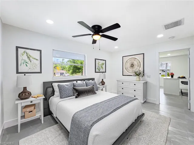 Virtually stage primary bedroom