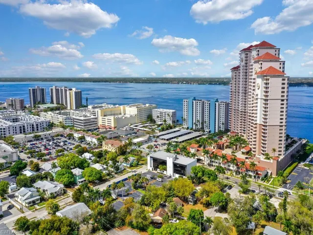 View from the southeast looking towards the community & river