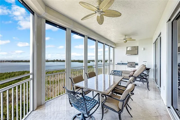 Miles and miles of coastline can be seen from this large terrace.