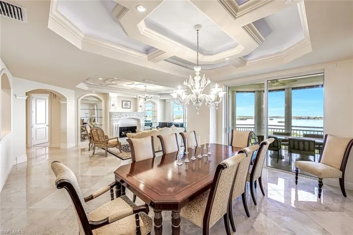 Formal dining space overlooking the Gulf.