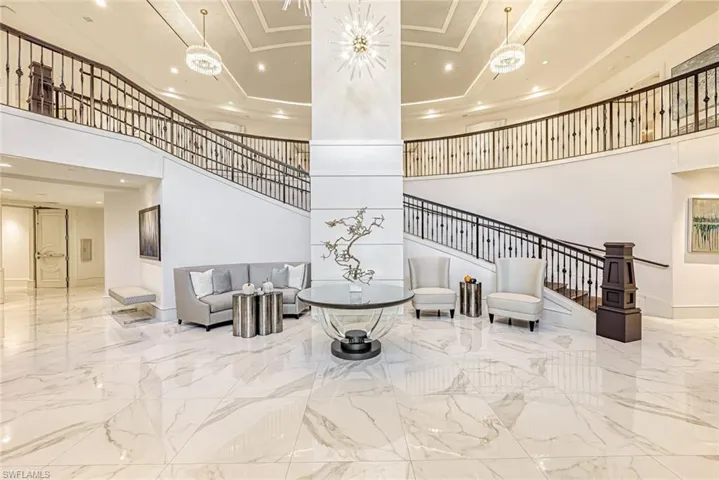 Recently updated lobby with a grand staircase!