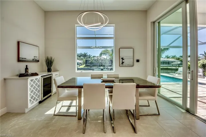 Dining room featuring beverage cooler