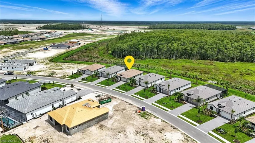 Aerial perspective of suburban area