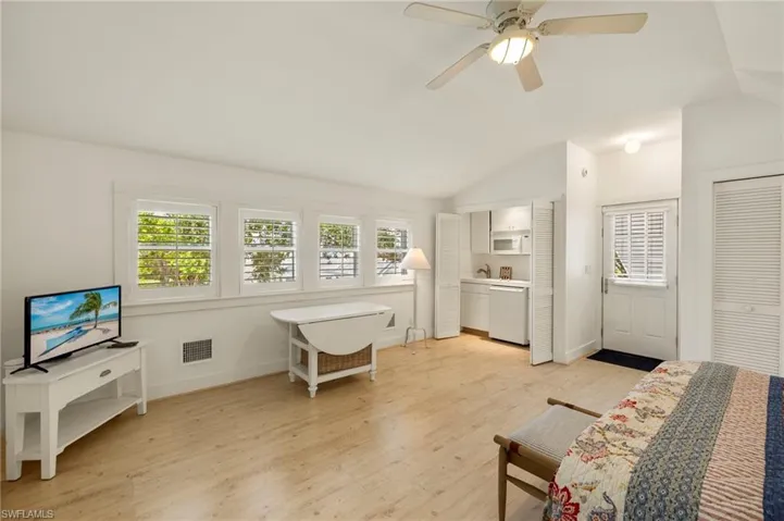 Guest Suite above garage with lofted ceiling