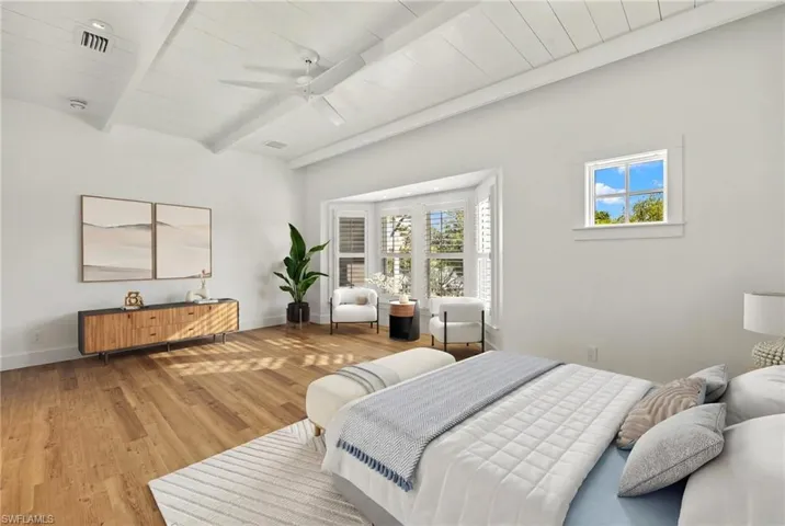 Virtually staged primary bedroom
