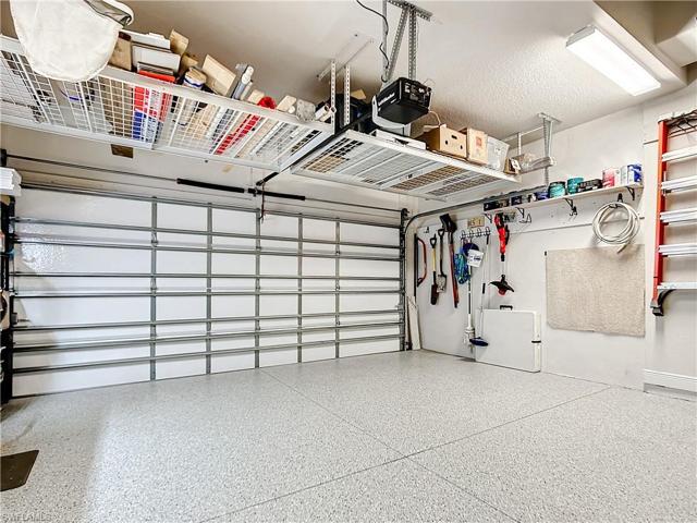 overhead storage and epoxy garage floor