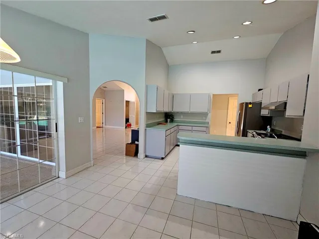 Large kitchen with dining area