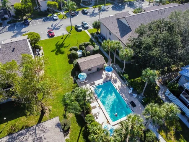 Aerial view of a pool area