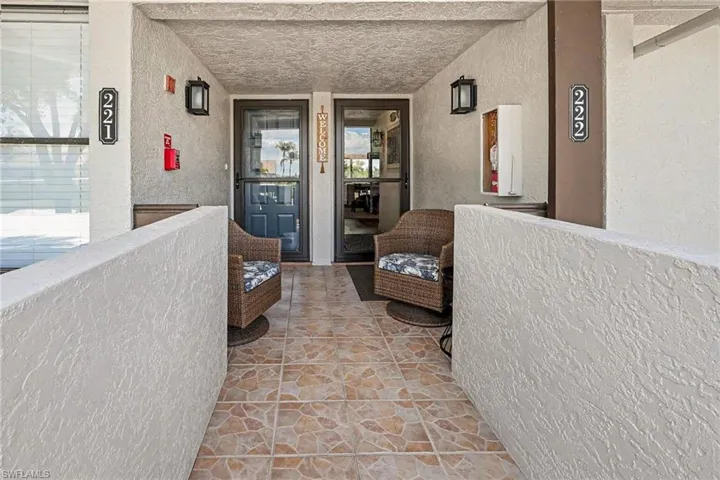 Front entrance of unit at top of stairs